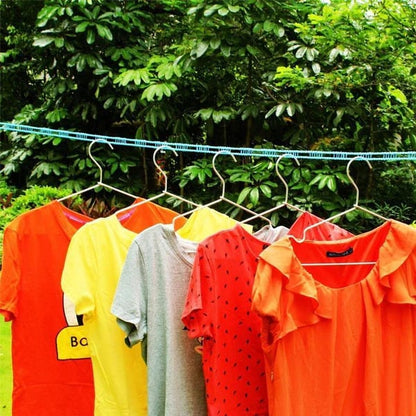 🔥Adjustable Windproof Clothesline with Hooks - Portable Heavy Duty Travel Laundry Line for Outdoor, Backyard, Camping & Indoor Drying