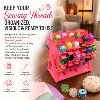 🔥Last Day 50% Off🧵Rotating Bobbin & Thread Storage Organizer