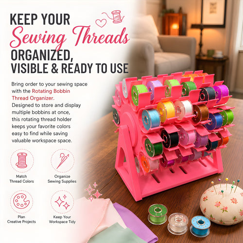 🔥Last Day 50% Off🧵Rotating Bobbin & Thread Storage Organizer