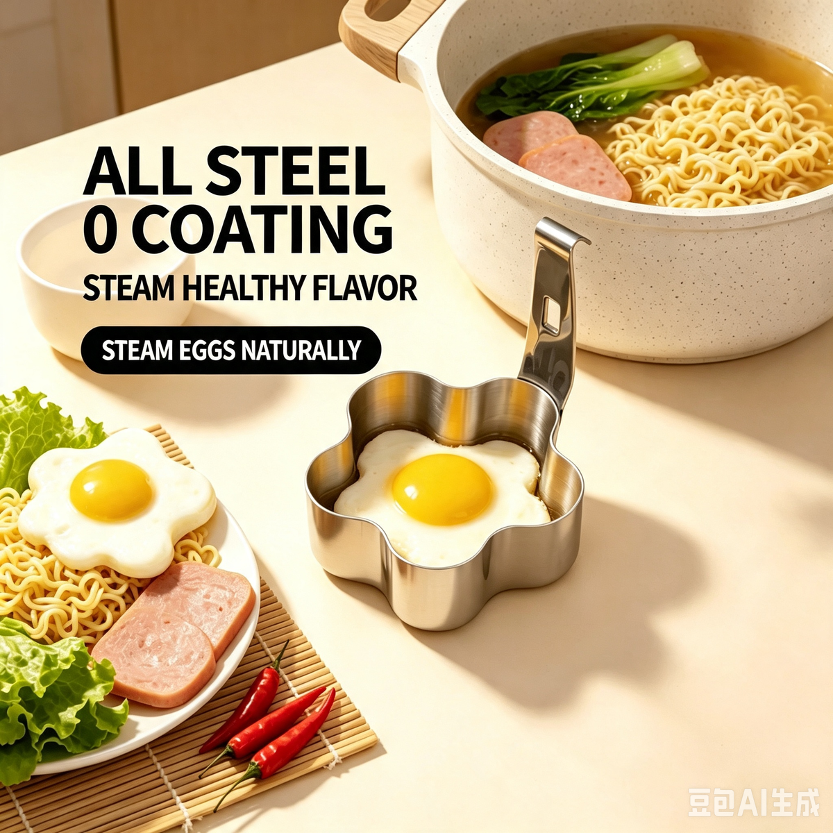 🍳 Stainless Steel Egg Poacher Cup – Hanging Pan Egg Cooker for Perfect Round Eggs