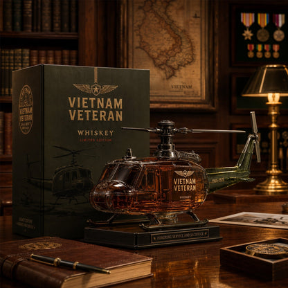Vietnam Veteran Military Helicopter 1965-1975 Whiskey Bottle