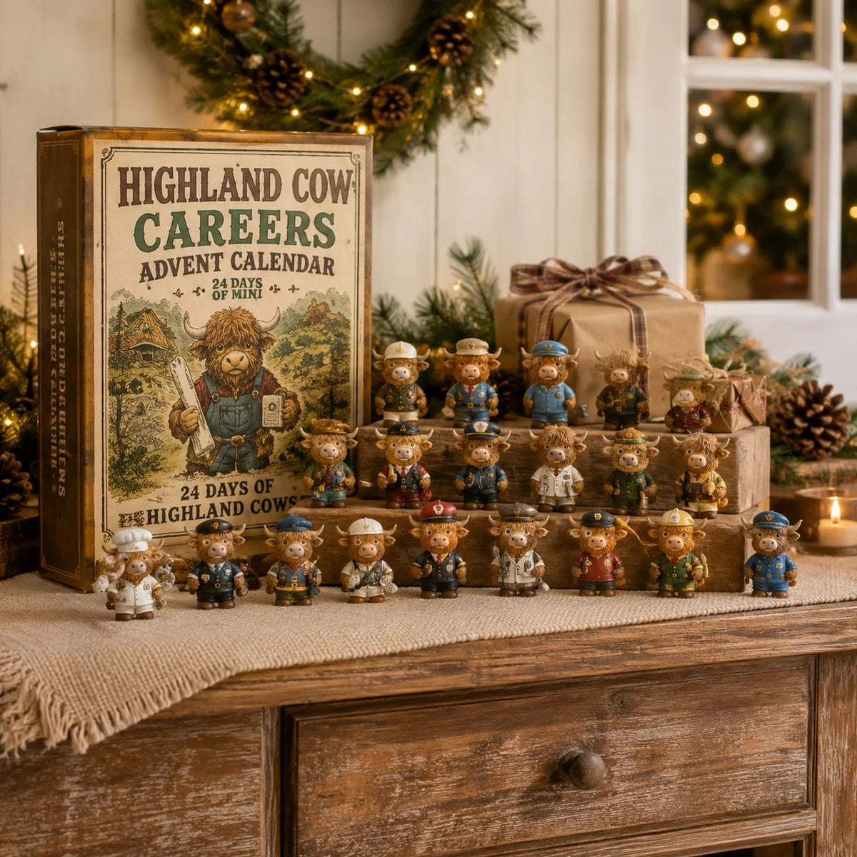 🐮 LAST DAY 49% OFF – 24 Days of Highland Cow Careers Advent Calendar | 24 Unique Collectible Highland Cows with Adorable Jobs, Tiny Accessories & Daily Christmas Surprises 🎄✨