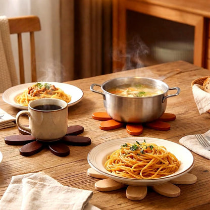 🪵 Solid Wood Heat Resistant, Protect Table From Scalding - Tree Shaped Foldable Wooden Trivet🎄