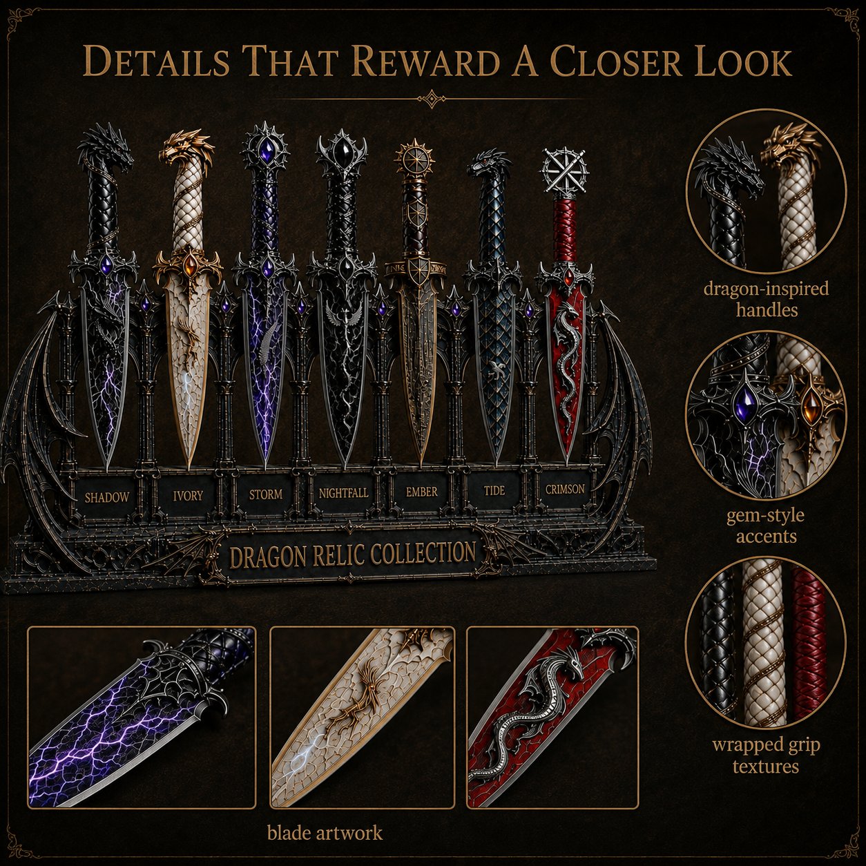 🎁Dragon Relic Fantasy Decorative Dagger Collection