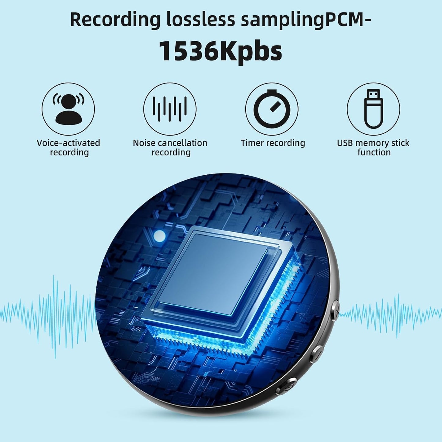 Ultra Magnetic Voice Recorder-One-Touch Recording,Record continuously for 96 hours,HD Noise Reduction,Long Battery,Large Storage,Include OTG adapter