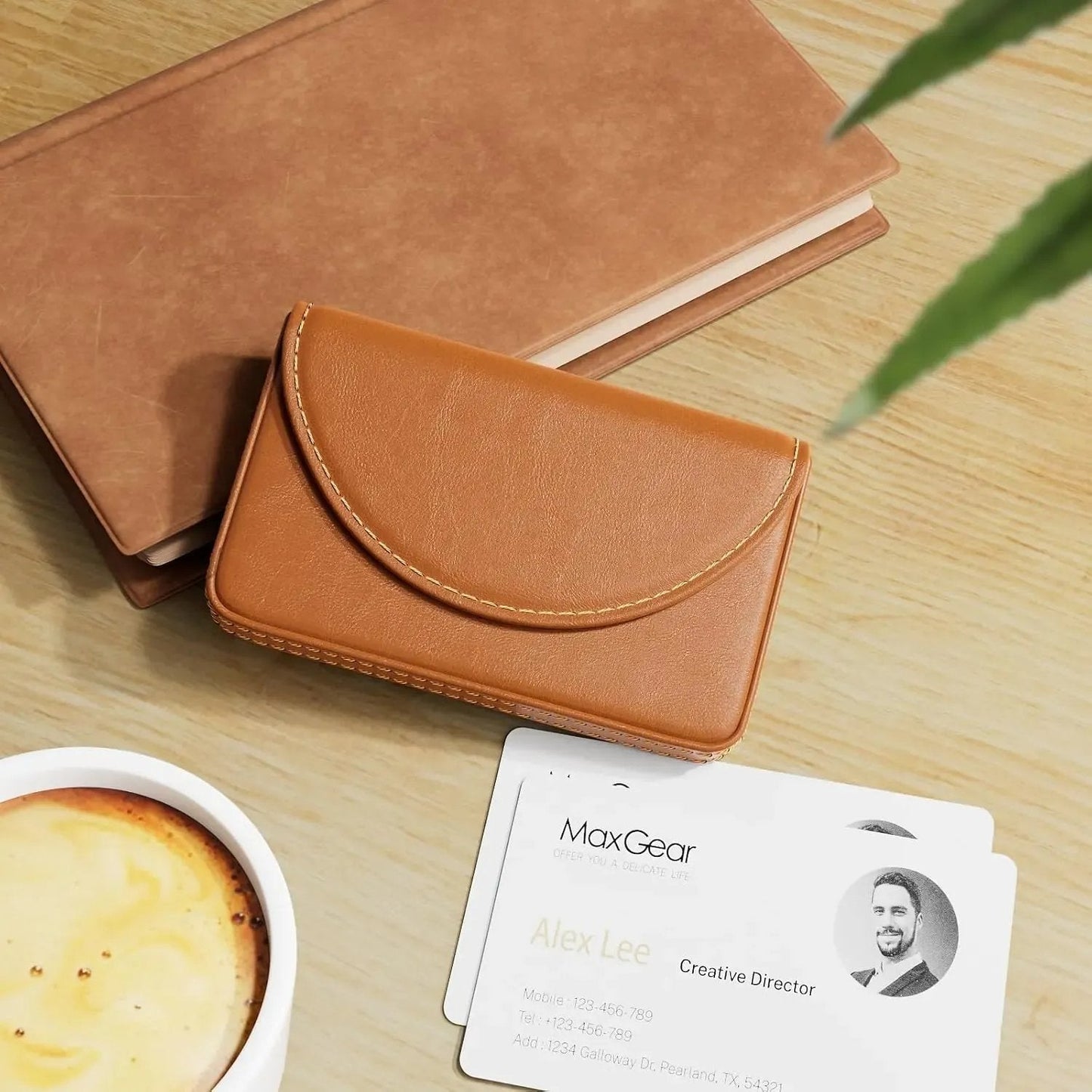 💼  PU Leather Business Card Holder – Slim Magnetic Name Card Case