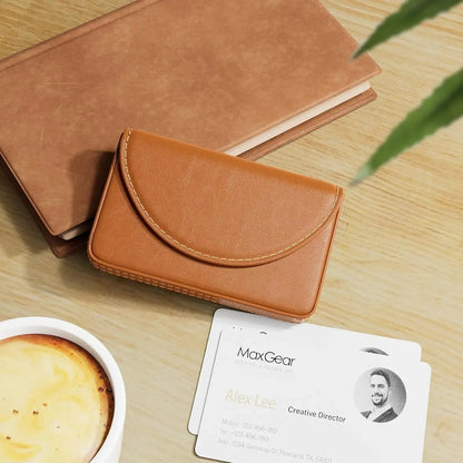 💼  PU Leather Business Card Holder – Slim Magnetic Name Card Case