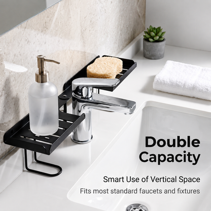 🔥Adjustable Foldable Over-Faucet Shelf Organizer