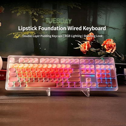 🔥50% OFF！💄 IP108 Lipstick Shape Wireless Mechanical Keyboard, Tri-Mode RGB Desk Keyboard✨