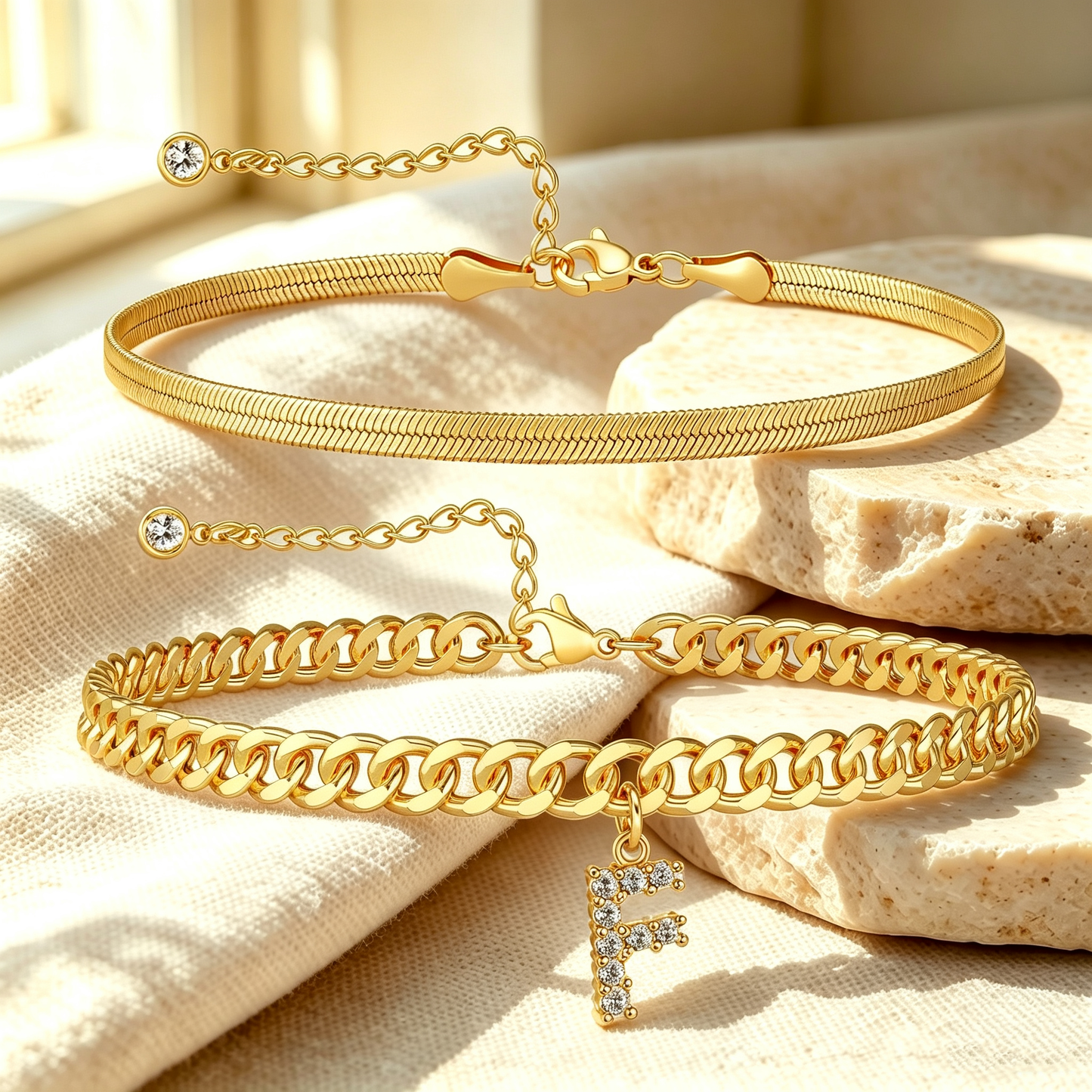 ✨ Gold Initial Anklet – 14K Gold Plated, Waterproof Adjustable Letter Pendant, Stackable Beach  Jewelry