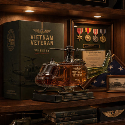Vietnam Veteran Military Helicopter 1965-1975 Whiskey Bottle