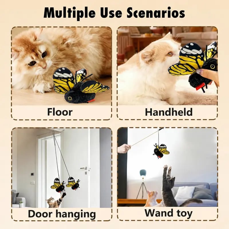 🦋 Fluttering Electric Butterfly Cat Toy | Interactive Moving Playmate for Indoor  Kitties