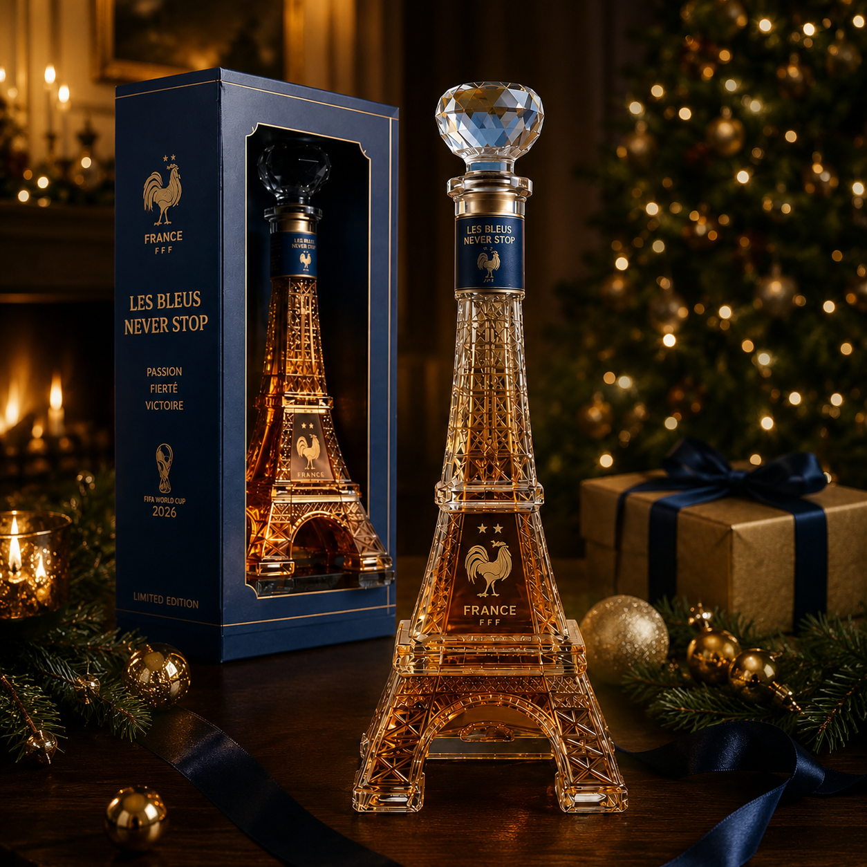 🗼France Football Eiffel Tower Whiskey Decanter | Sports‑Themed Bar Collectible
