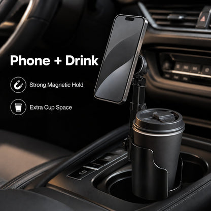 🔥Car Cup Holder Phone Mount – 360° adjustable, strong N52 magnet, one-handed operation, fits all phones, stable magnetic and clamp models for safe driving