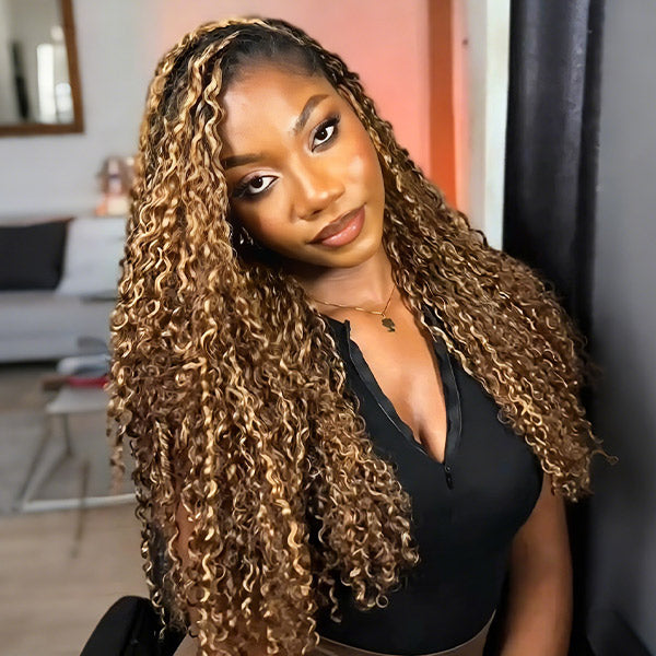 OQ HAIR Highlight 4/27 Burmese Curly Crochet Human Hair With Miracle Knots for Easy Install