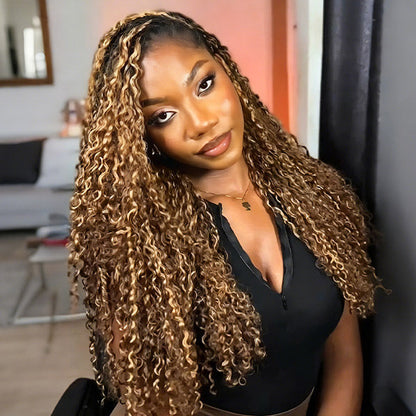 OQ HAIR Highlight 4/27 Burmese Curly Crochet Human Hair With Miracle Knots for Easy Install