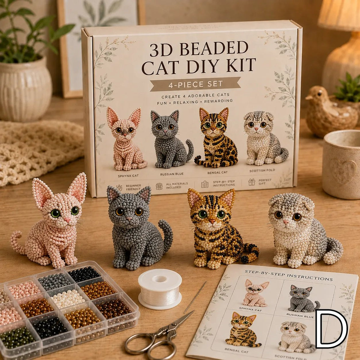 🐱 Create 4 Adorable Beaded Cats Yourself