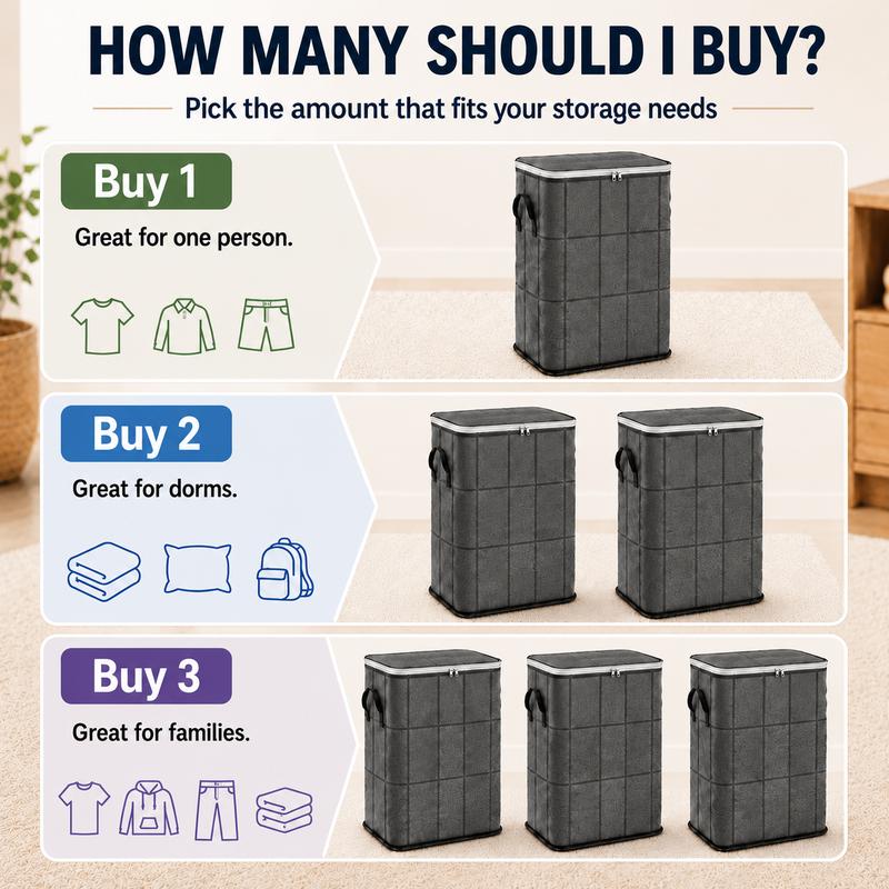 Foldable Fabric Clothing Storage Bin, Heavy Duty Dust Proof Quilt Storage Bag with Sturdy Carry Handles for Closet, Dorm, Moving & Household Organizing