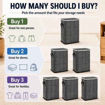 Foldable Fabric Clothing Storage Bin, Heavy Duty Dust Proof Quilt Storage Bag with Sturdy Carry Handles for Closet, Dorm, Moving & Household Organizing