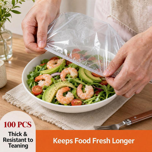 100Pcs Medium Reusable Elastic Plastic Bowl Covers - Kitchen Bread Proofing,