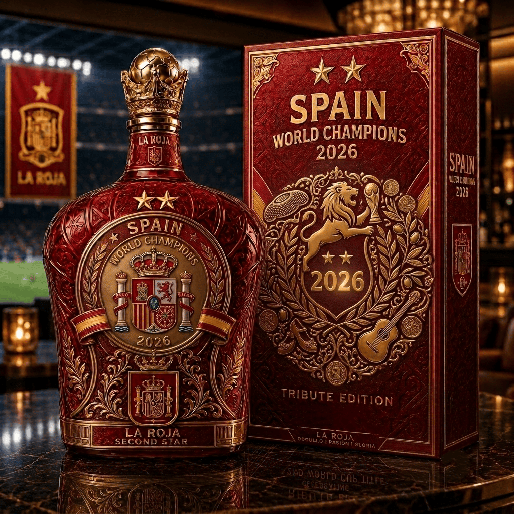 👑2026 Spain Second Star World Champions  Whiskey Bottle