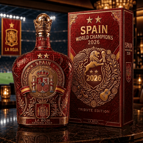 👑2026 Spain Second Star World Champions  Whiskey Bottle