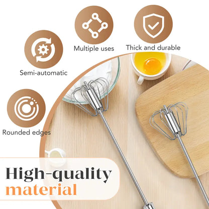 🥄✨ Stainless Steel Hand-Push Rotary Whisk – Effortless Mixing in  Seconds!