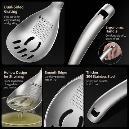 🥄304 Stainless Steel Multifunctional Kitchen Spoon, Multi‑Purpose Cooking Spoon for Stirring, Serving & Food Prep