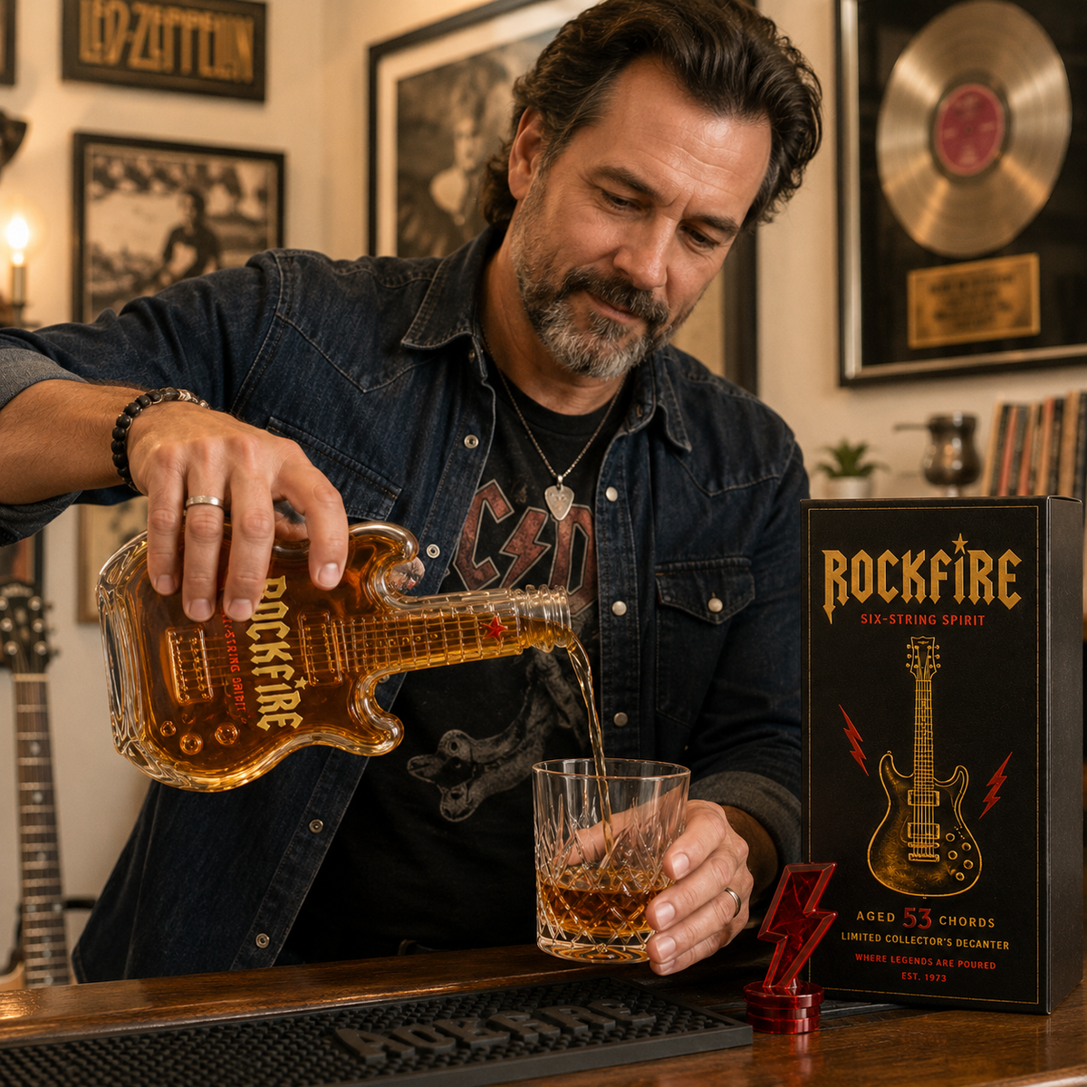🎸Rockfire Six-String Spirit Guitar Whiskey Decanter – Rock & Roll Collector’s Edition