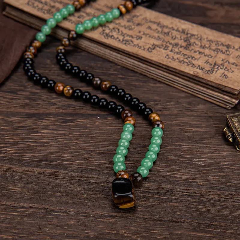 ✨ Money Attraction Necklace With GreenAventurine & Tiger Eye Pendant Healing Crystal  Stone