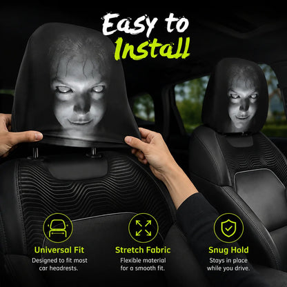 🔥😆 Funny Cartoon Car Headrest Covers – 2PCS Universal Fit  🚗