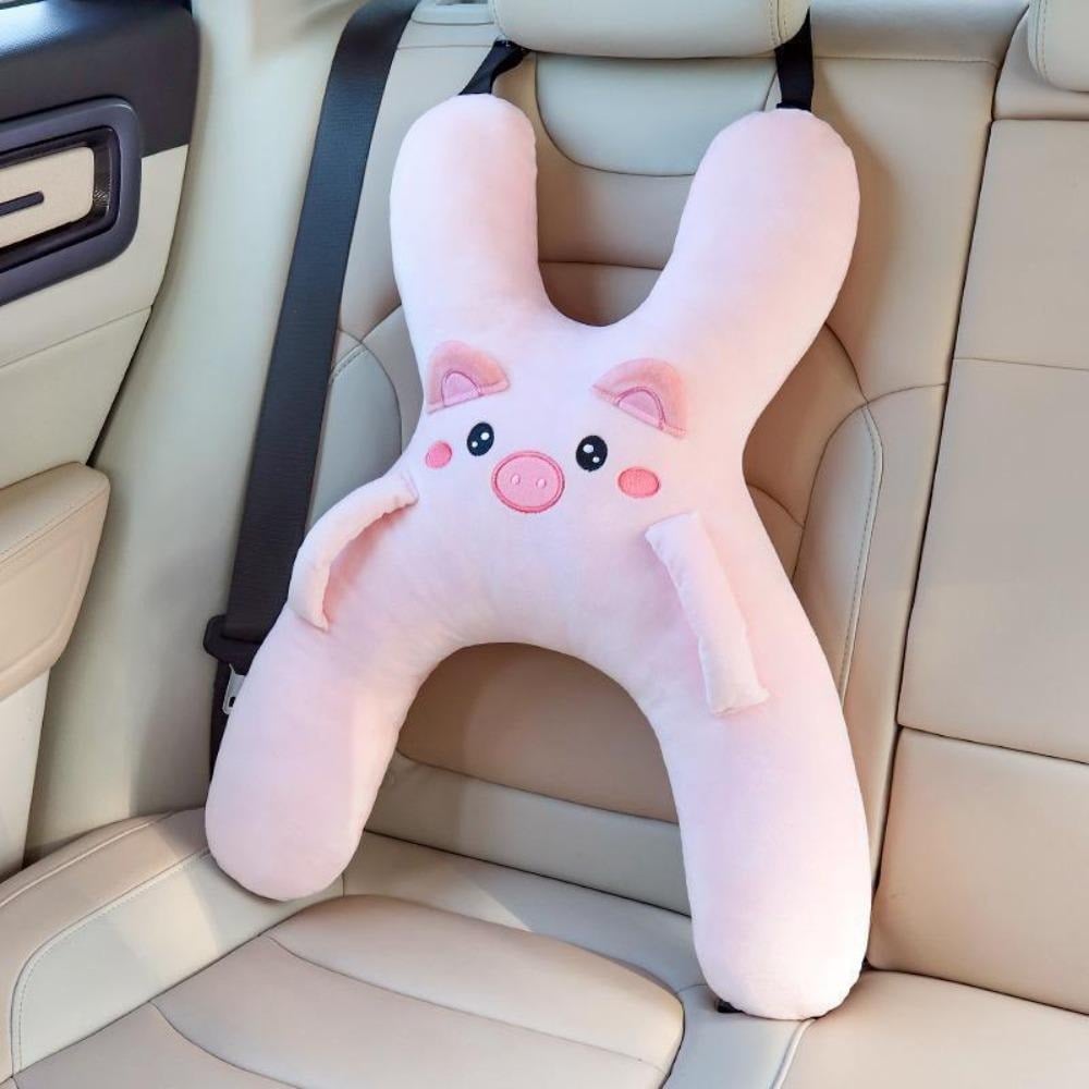 🐷Kids Car Neck Pillow - Soft Plush Pig Design, Car Seat  Attachment
