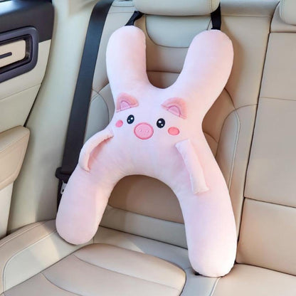 🐷Kids Car Neck Pillow - Soft Plush Pig Design, Car Seat  Attachment