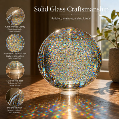 Holographic Refraction Art Sphere, Optical Glass Light Prism for Home Office Decor