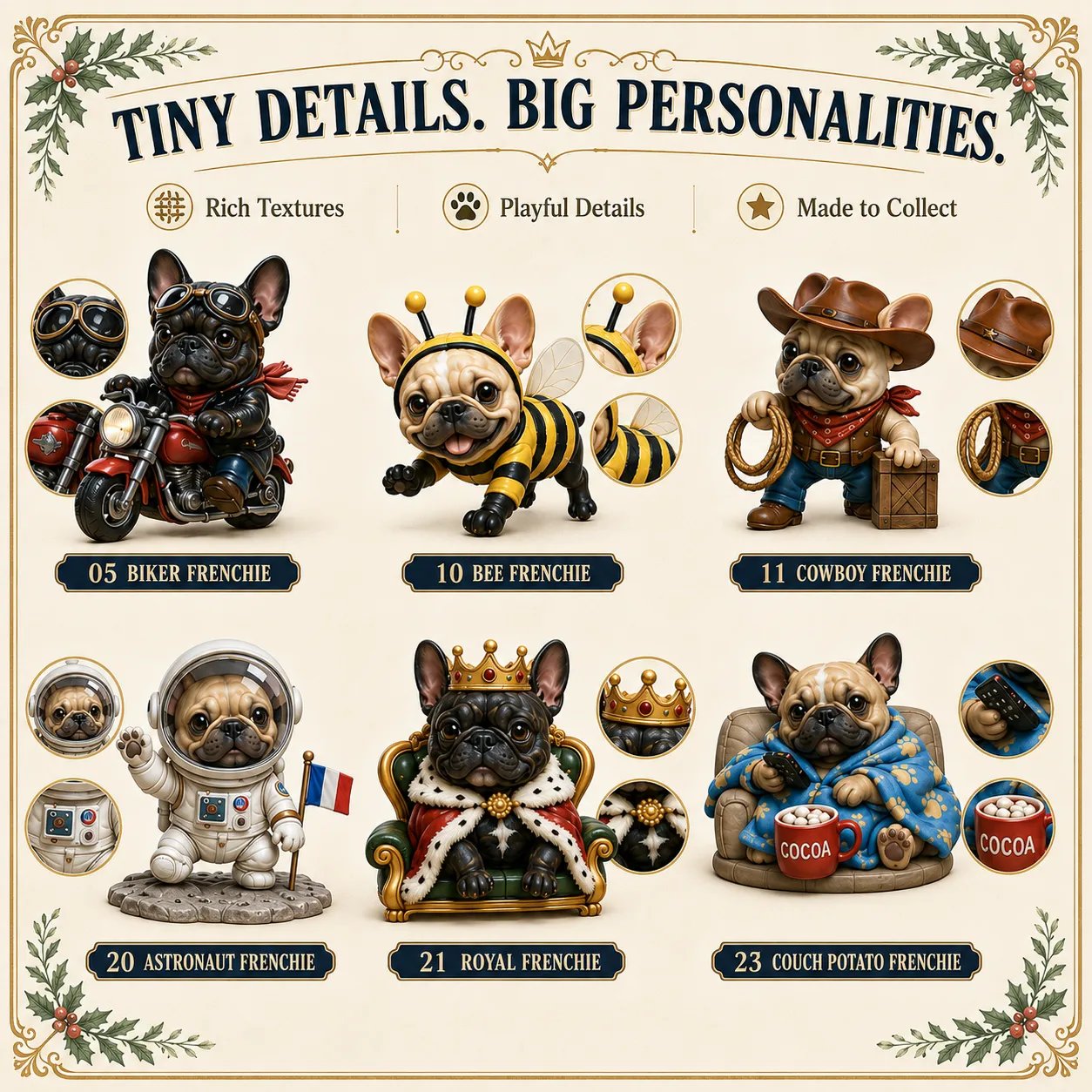 🐶 24-Day French Bulldog Christmas Advent Calendar | 24 Unique Collectible Frenchie Characters with Different Outfits, Personalities & Daily Holiday Surprises 🎄✨