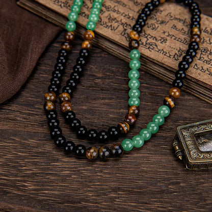 ✨ Money Attraction Necklace With GreenAventurine & Tiger Eye Pendant Healing Crystal  Stone