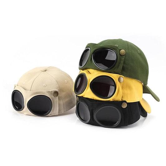 🧢Aviator‑Style Baseball Cap, Unique Built‑in Sunglasses Slots with Vintage Metal Details for Daily Outdoor Wear✨