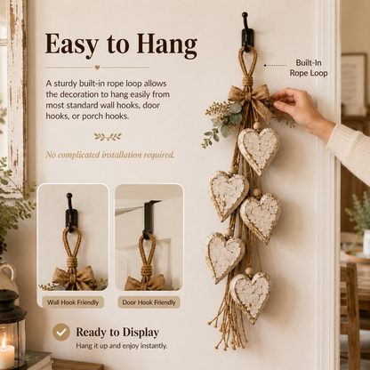 🤎 Hanging Heart Wall Decor | Romantic Heart‑Shaped Wall Hanging Ornament