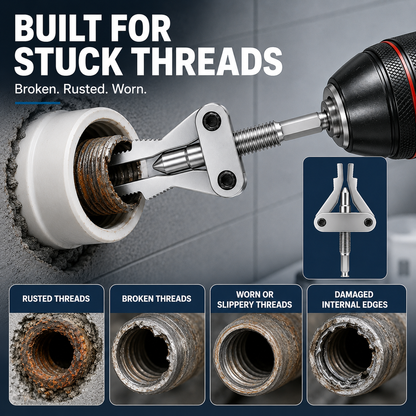 No More Stuck Pipe Threads – 3-in-1 Extractor Tool for 1/2", 3/4" & 1" Broken Pipes
