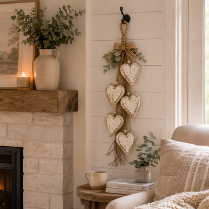 🤎 Hanging Heart Wall Decor | Romantic Heart‑Shaped Wall Hanging Ornament
