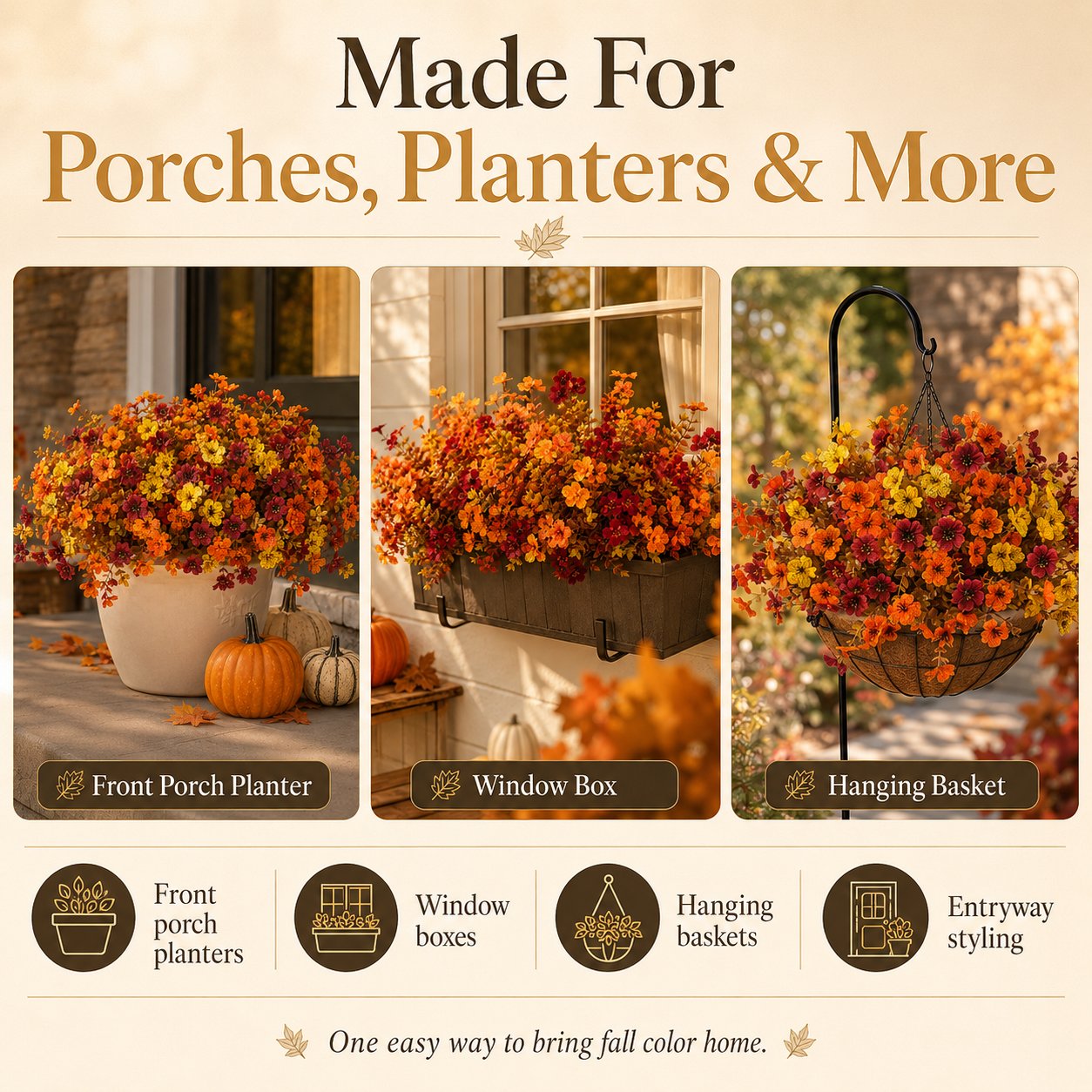 🔥Last Day 50% OFF｜🍂Fall Porch Faux Flower Bundles Autumn Home Decor