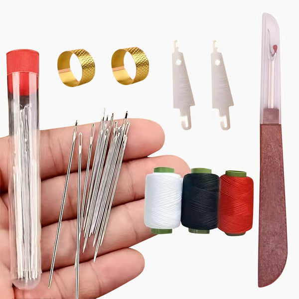 🔥LAST DAY SALE 49% OFF - 🧵34PCS Big Eye Steel Needles Set ✨Long & Thin Handmade Quilting & Sewing Needles Kit for DIY Sewing Projects
