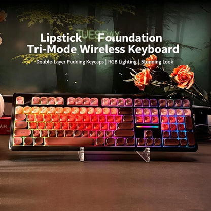 🔥50% OFF！💄 IP108 Lipstick Shape Wireless Mechanical Keyboard, Tri-Mode RGB Desk Keyboard✨