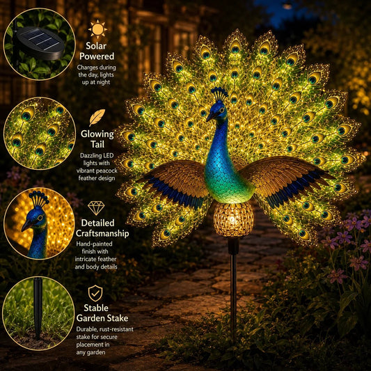 🦚Solar Peacock Garden Sculpture