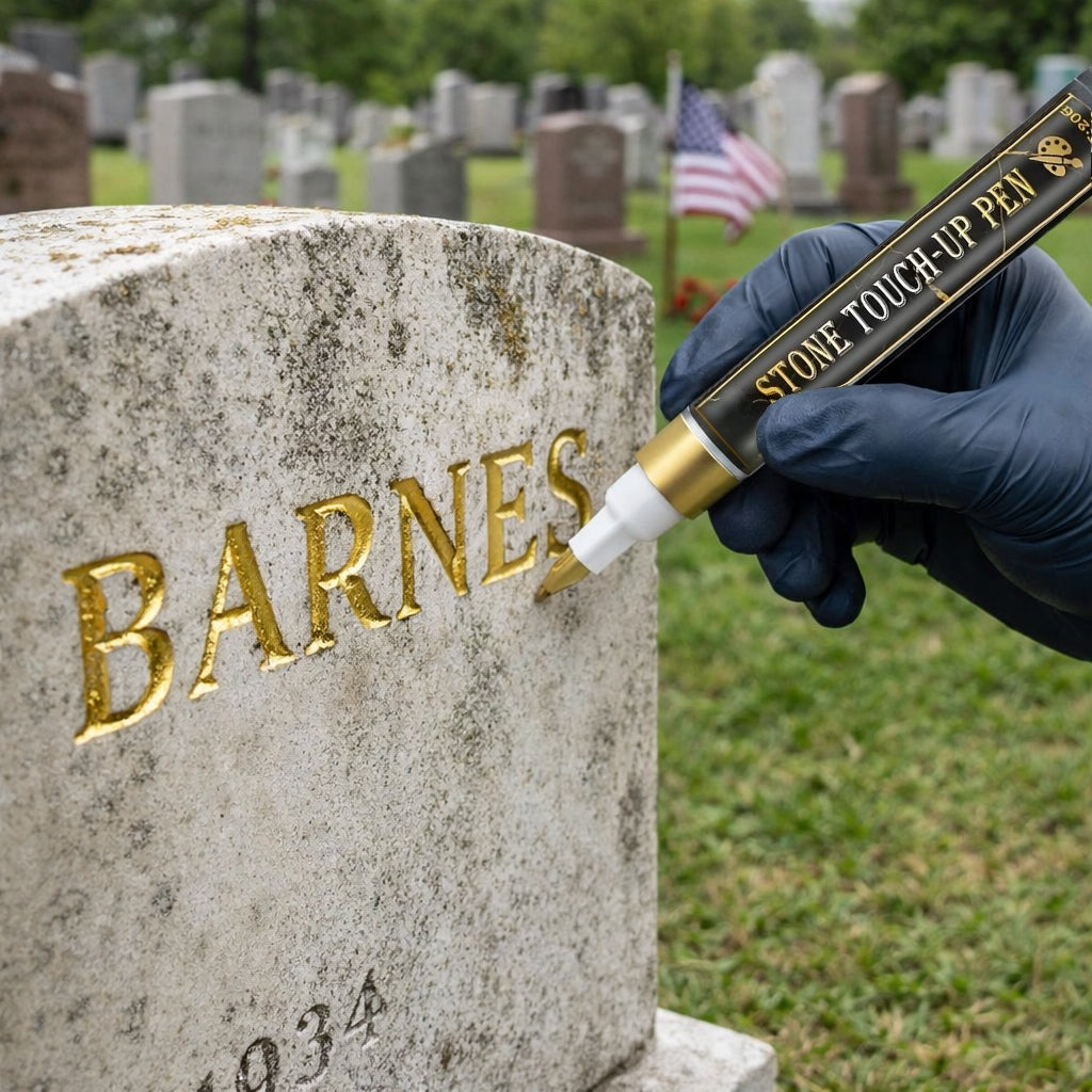 🔥HOT SALE🕊️Golden Tombstone Marker Pen, Waterproof Weather‑Resistant Pen for Restoring Faded Grave Inscriptions