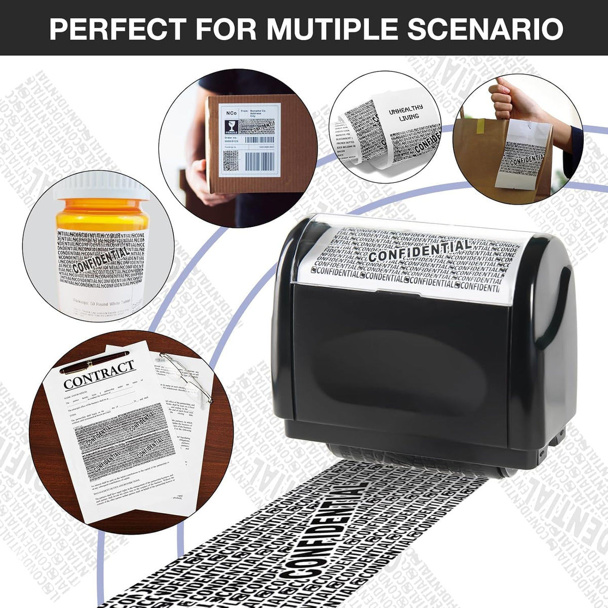 🔥🔥Privacy Protection Security Roller Stamp — Address & Billing Info Blocker, Home & Office Mailing Essentials 100m Long-Lasting Roll