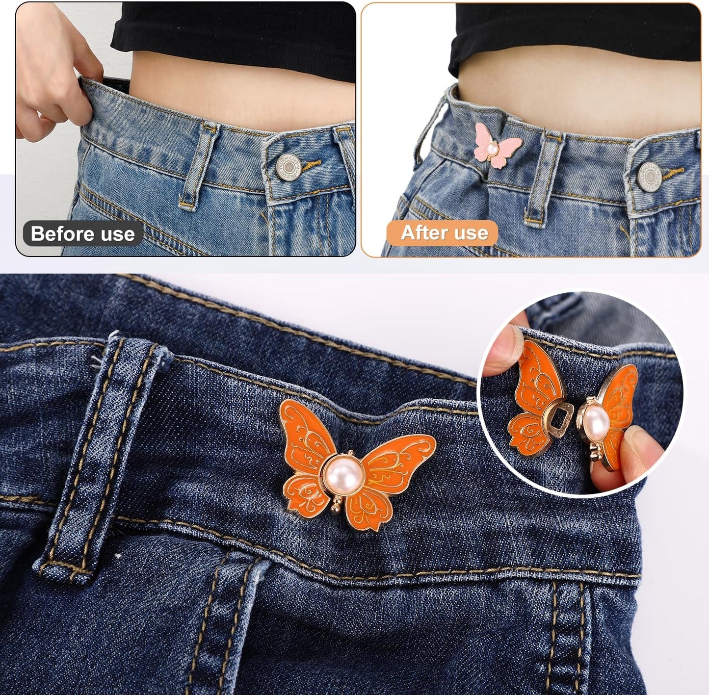🔥8Pcs Butterfly Pants Waist  Tightener