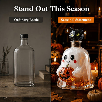 Ghost Pumpkin Halloween Decanter 🎃 Spooky Glass Whiskey  Bottle