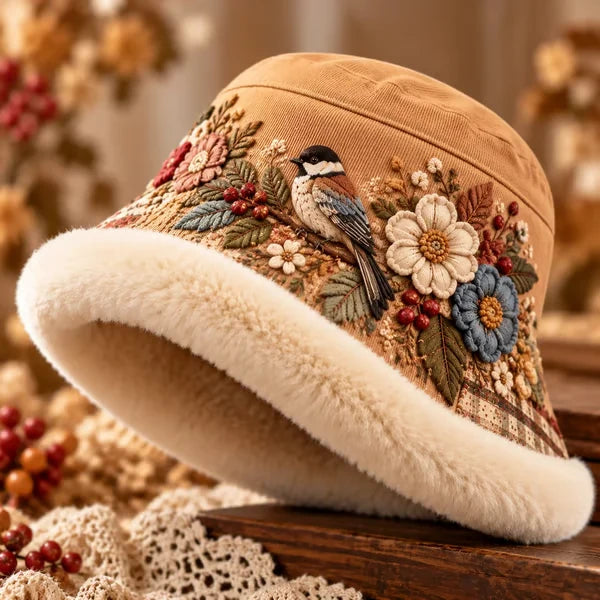 🌸 Women’s Cozy Plush-Lined Winter Bucket Hat – Floral & Animal Designs (📦Buy 2 Free Shipping)