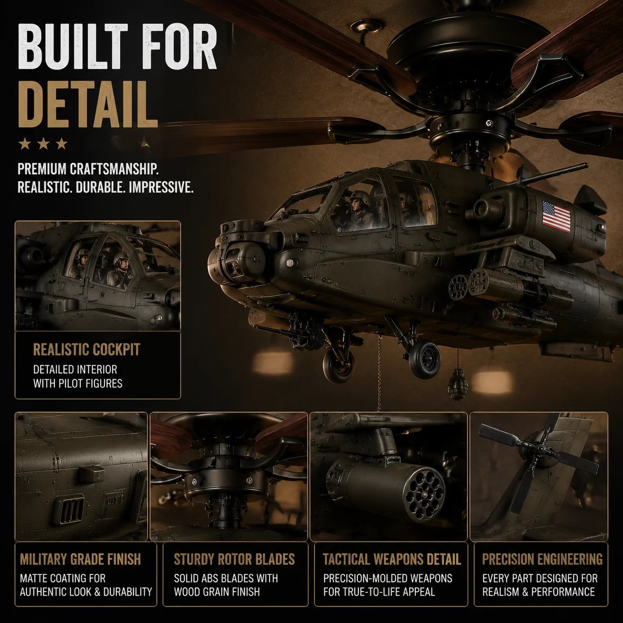 🔥 LAST DAY 50% OFF-🚁 Helicopter Ceiling Fan Decoration – Flying Aviation Display